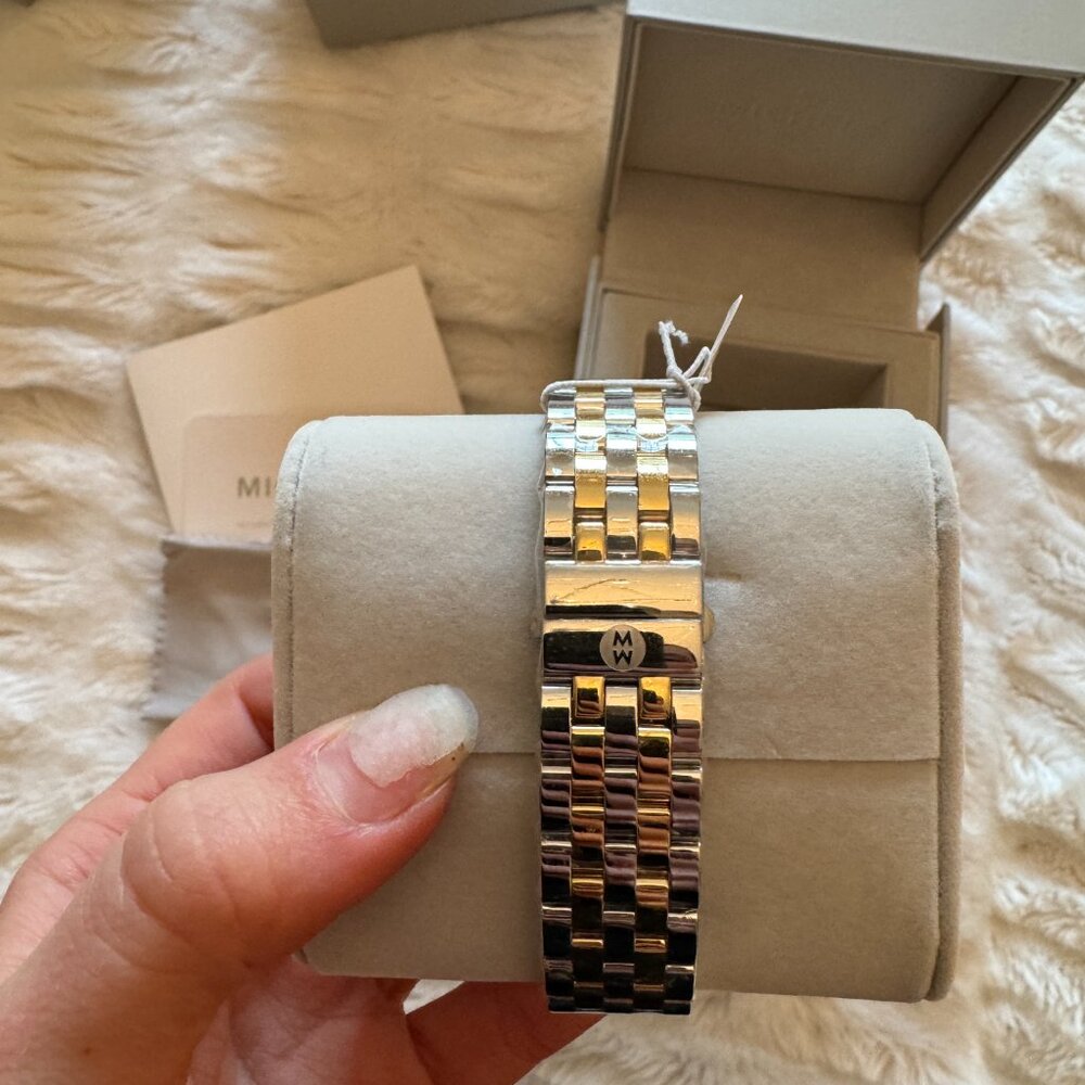 NWT Michele Urban Mini Two-Tone 18K Gold Plated Watch - Picture 5 of 14